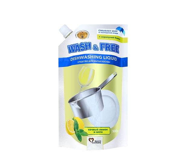 WASH & FREE Dishwashing liquid with lemon and menthol 500g